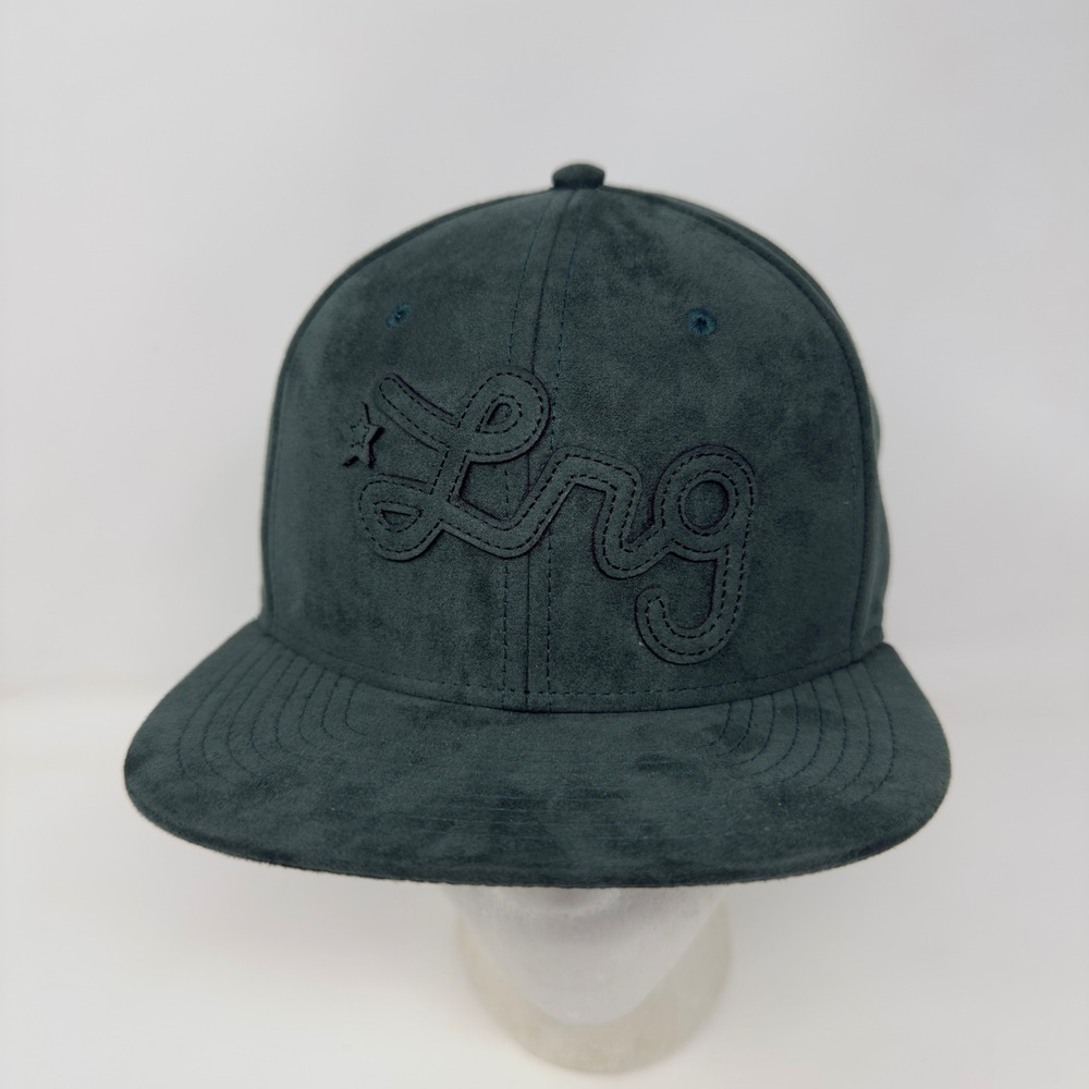 LRG Lifted Research Group Forest Green Faux Suede Strapback Hat Flat Brim Cap